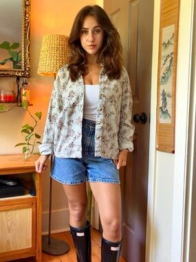 Cottagecore corduroy floral farmcore granola countryside button down